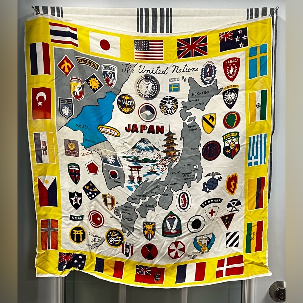 SOLD - ORIGINAL VINTAGE UNITED NATIONS JAPAN KOREA MILITARY SCARF
